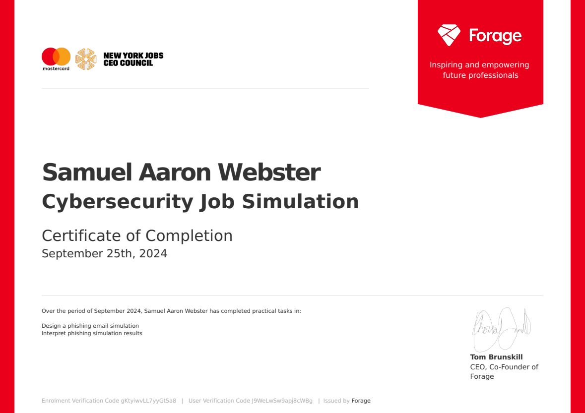 Mastercard Cybersecurity certificate preview